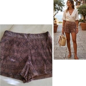 ​✨ LUXE GLOW: TCEC Bronze Micro-Pleated Statement Shorts ✨